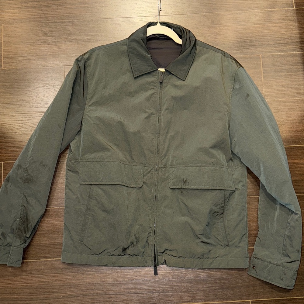 Zara men’s Olive Green Zip-Up Jacket, Medium - Picture 2 of 3